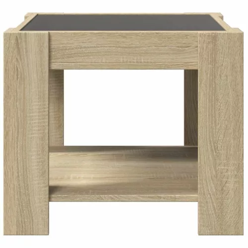 Sonoma tölgy szerelt fa dohányzóasztal LED-del 53 x 53 x 45 cm
