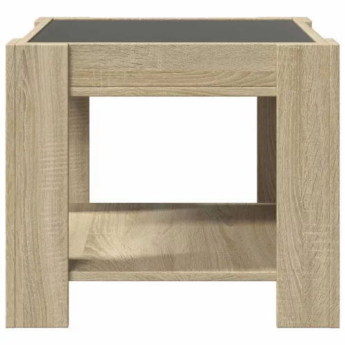 Sonoma tölgy szerelt fa dohányzóasztal LED-del 53 x 53 x 45 cm