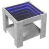 Betonszürke szerelt fa dohányzóasztal LED-del 53 x 53 x 45 cm