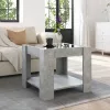 Betonszürke szerelt fa dohányzóasztal LED-del 53 x 53 x 45 cm