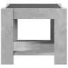 Betonszürke szerelt fa dohányzóasztal LED-del 53 x 53 x 45 cm