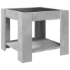 Betonszürke szerelt fa dohányzóasztal LED-del 53 x 53 x 45 cm