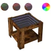 Füstös tölgy szerelt fa dohányzóasztal LED-del 53 x 53 x 45 cm