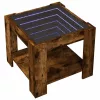 Füstös tölgy szerelt fa dohányzóasztal LED-del 53 x 53 x 45 cm