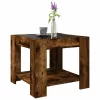 Füstös tölgy szerelt fa dohányzóasztal LED-del 53 x 53 x 45 cm