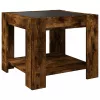 Füstös tölgy szerelt fa dohányzóasztal LED-del 53 x 53 x 45 cm