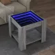 Szürke sonoma szerelt fa dohányzóasztal LED-del 53 x 53 x 45 cm
