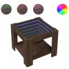 Barna tölgy szerelt fa dohányzóasztal LED-del 53 x 53 x 45 cm