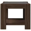Barna tölgy szerelt fa dohányzóasztal LED-del 53 x 53 x 45 cm