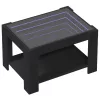Fekete szerelt fa dohányzóasztal LED-del 73 x 53 x 45 cm