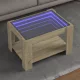 Sonoma tölgy szerelt fa dohányzóasztal LED-del 73 x 53 x 45 cm