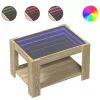 Sonoma tölgy szerelt fa dohányzóasztal LED-del 73 x 53 x 45 cm