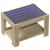 Sonoma tölgy szerelt fa dohányzóasztal LED-del 73 x 53 x 45 cm