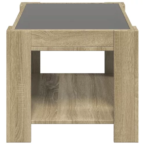 Sonoma tölgy szerelt fa dohányzóasztal LED-del 73 x 53 x 45 cm