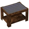 Füstös tölgy szerelt fa dohányzóasztal LED-del 73 x 53 x 45 cm