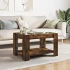 Füstös tölgy szerelt fa dohányzóasztal LED-del 73 x 53 x 45 cm