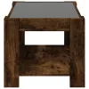 Füstös tölgy szerelt fa dohányzóasztal LED-del 73 x 53 x 45 cm