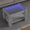Szürke sonoma szerelt fa dohányzóasztal LED-del 73 x 53 x 45 cm