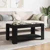 Fekete szerelt fa dohányzóasztal LED-del 93 x 53 x 45 cm