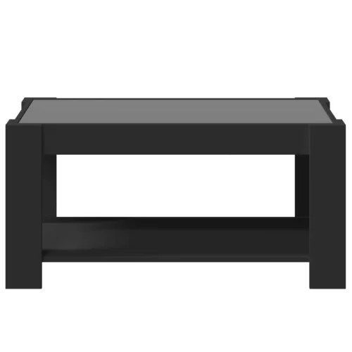 Fekete szerelt fa dohányzóasztal LED-del 93 x 53 x 45 cm