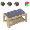 Sonoma tölgy szerelt fa dohányzóasztal LED-del 93 x 53 x 45 cm