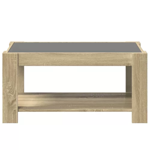 Sonoma tölgy szerelt fa dohányzóasztal LED-del 93 x 53 x 45 cm