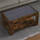 Füstös tölgy szerelt fa dohányzóasztal LED-del 93 x 53 x 45 cm