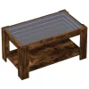 Füstös tölgy szerelt fa dohányzóasztal LED-del 93 x 53 x 45 cm