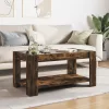 Füstös tölgy szerelt fa dohányzóasztal LED-del 93 x 53 x 45 cm