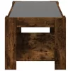 Füstös tölgy szerelt fa dohányzóasztal LED-del 93 x 53 x 45 cm