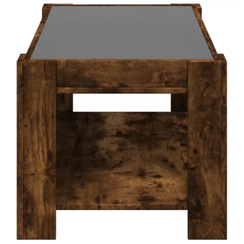 Füstös tölgy szerelt fa dohányzóasztal LED-del 93 x 53 x 45 cm