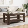 Barna tölgy szerelt fa dohányzóasztal LED-del 93 x 53 x 45 cm
