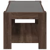 Barna tölgy szerelt fa dohányzóasztal LED-del 93 x 53 x 45 cm