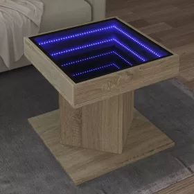   Sonoma tölgy szerelt fa dohányzóasztal LED-del 50 x 50 x 45 cm