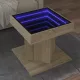 Sonoma tölgy szerelt fa dohányzóasztal LED-del 50 x 50 x 45 cm