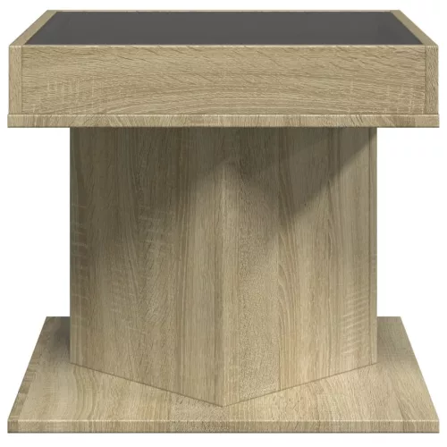 Sonoma tölgy szerelt fa dohányzóasztal LED-del 50 x 50 x 45 cm