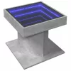 Betonszürke szerelt fa dohányzóasztal LED-del 50 x 50 x 45 cm