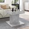 Betonszürke szerelt fa dohányzóasztal LED-del 50 x 50 x 45 cm