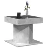Betonszürke szerelt fa dohányzóasztal LED-del 50 x 50 x 45 cm