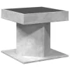 Betonszürke szerelt fa dohányzóasztal LED-del 50 x 50 x 45 cm