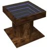 Füstös tölgy szerelt fa dohányzóasztal LED-del 50 x 50 x 45 cm