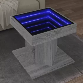  Szürke sonoma szerelt fa dohányzóasztal LED-del 50 x 50 x 45 cm