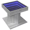 Szürke sonoma szerelt fa dohányzóasztal LED-del 50 x 50 x 45 cm