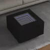 Fekete szerelt fa dohányzóasztal LED-lámpákkal 60 x 60 x 40 cm
