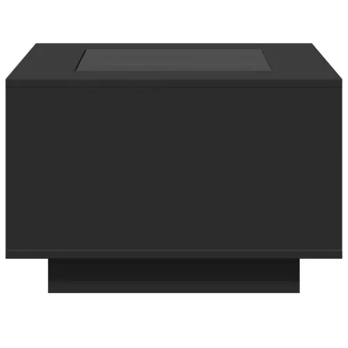 Fekete szerelt fa dohányzóasztal LED-lámpákkal 60 x 60 x 40 cm
