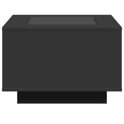 Fekete szerelt fa dohányzóasztal LED-lámpákkal 60 x 60 x 40 cm