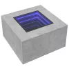 Betonszürke szerelt fa dohányzóasztal LED-del 60 x 60 x 40 cm