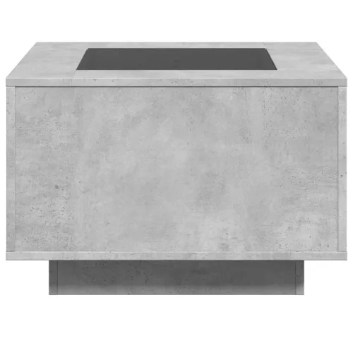 Betonszürke szerelt fa dohányzóasztal LED-del 60 x 60 x 40 cm