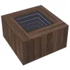 Barna tölgy szerelt fa dohányzóasztal LED-del 60 x 60 x 40 cm