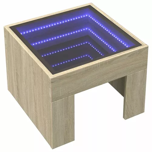 Sonoma tölgy végtelen hatású LED-es dohányzóasztal 40x40x30 cm